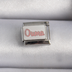 316L Çelik Gümüş Renk Beyaz Pembe Ouma İşlemeli Nomination Charm 5886