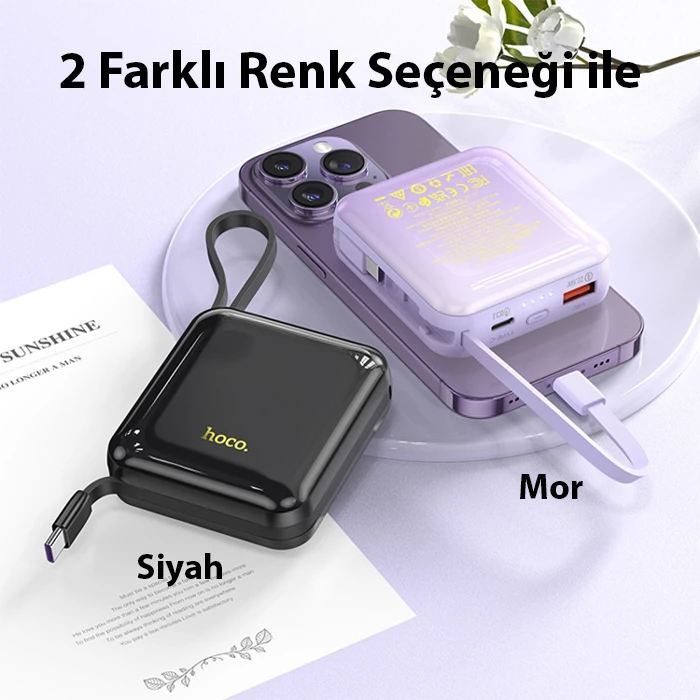 HOCO Q23 Blade 10000mAh 22.5W+PD20W Kablolu Powerbank 3 HOCO Q23 Blade 10000mAh 22.5W+PD20W Kablolu Powerbank - Görsel 3