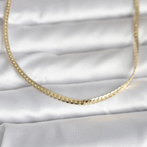 CM 14K Gold Renk Yassı Zincir Model 45 cm Kadın Kolye 5886