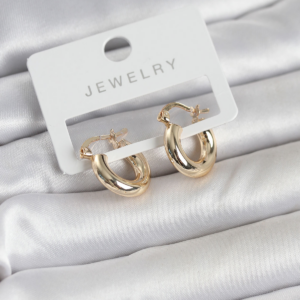Gold Renk Pirinç Halka 15 mm Kadın Küpe 5886