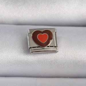 316L Çelik Gümüş Renk Kahverengi Kalp İşlemeli Nomination Charm 5886