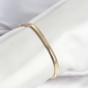 CM 14K Gold Renk Yassı Zincir Yılan Model Kadın Bileklik 5886
