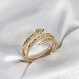 Yılan Model Gold Renk Zirkon Taşlı Kadın Yüzük 5886