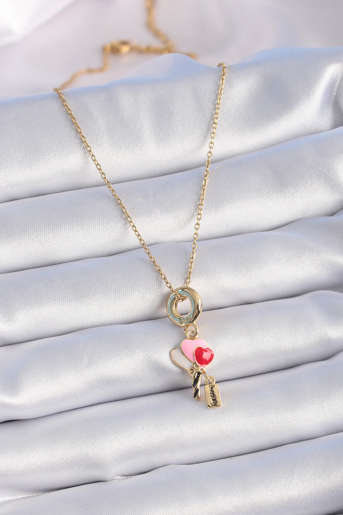 316L Çelik Gold Renk Renkli Kalp Figür Charm Model Kadın Kolye 5886 2 316L Çelik Gold Renk Renkli Kalp Figür Charm Model Kadın Kolye 5886 - Görsel 2