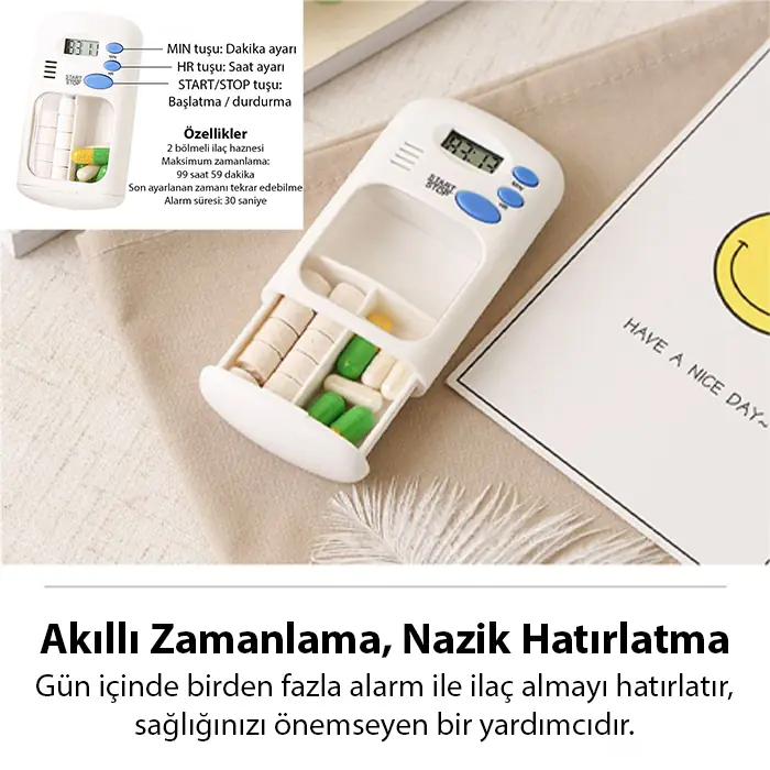 Ezere Elektronik Akıllı Zamanlayıcılı Taşınabilir Hap İlaç Kutusu - BPA İçermez-(5775) 2 Ezere Elektronik Akıllı Zamanlayıcılı Taşınabilir Hap İlaç Kutusu - BPA İçermez-(5775) - Görsel 2