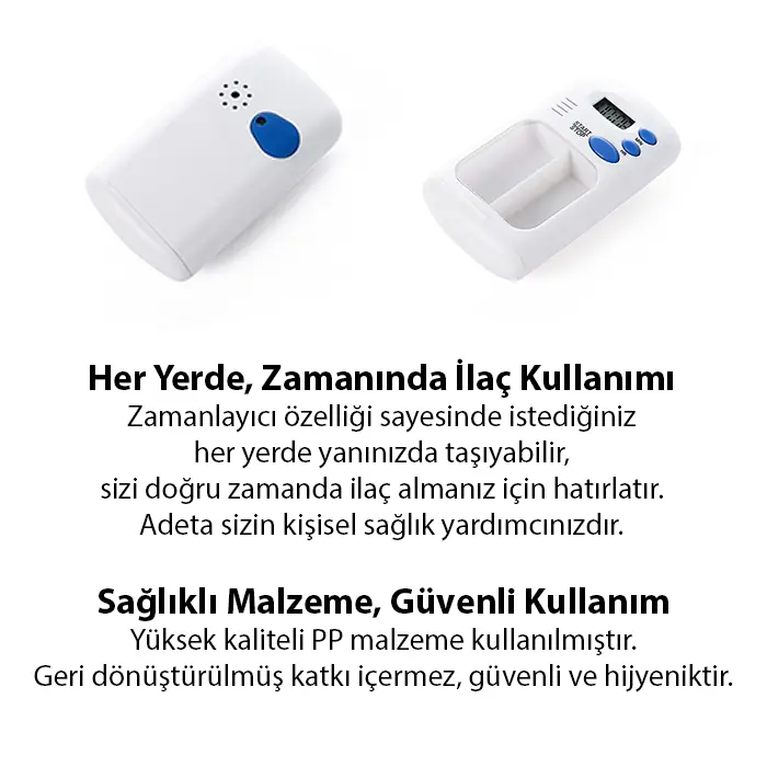 Ezere Elektronik Akıllı Zamanlayıcılı Taşınabilir Hap İlaç Kutusu - BPA İçermez-(5775) 4 Ezere Elektronik Akıllı Zamanlayıcılı Taşınabilir Hap İlaç Kutusu - BPA İçermez-(5775) - Görsel 4