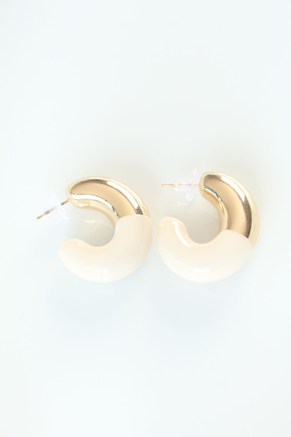 CCB Krem Gold Çift Renk Küpe 5886 2 CCB Krem Gold Çift Renk Küpe 5886 - Görsel 2