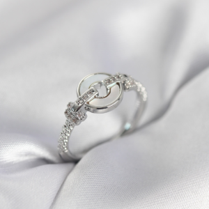 Gümüş Renk Daire Form Sedef ve Zirkon Taşlı Kadın Yüzük 5886
