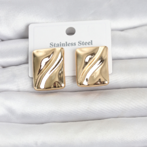 316L Çelik Gold Renk Plaka Model Kadın Küpe 5886