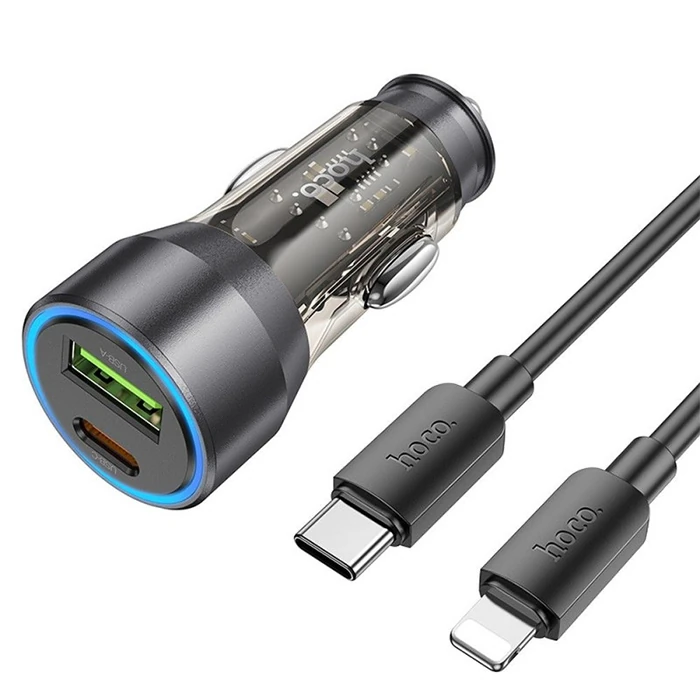 HOCO NZ12A Action PD43W USB + Type-C Araç Çakmaklık Hızlı Şarj Aleti + Type-C to iPhone Lightning Ka 1 HOCO NZ12A Action PD43W USB + Type-C Araç Çakmaklık Hızlı Şarj Aleti + Type-C to iPhone Lightning Ka