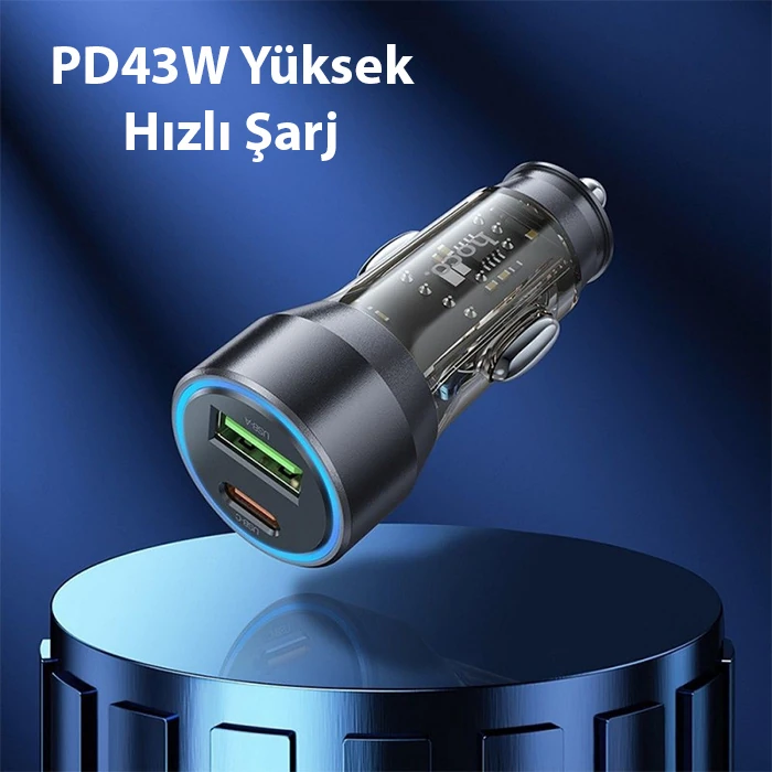 HOCO NZ12A Action PD43W USB + Type-C Araç Çakmaklık Hızlı Şarj Aleti + Type-C to iPhone Lightning Ka 4 HOCO NZ12A Action PD43W USB + Type-C Araç Çakmaklık Hızlı Şarj Aleti + Type-C to iPhone Lightning Ka - Görsel 4