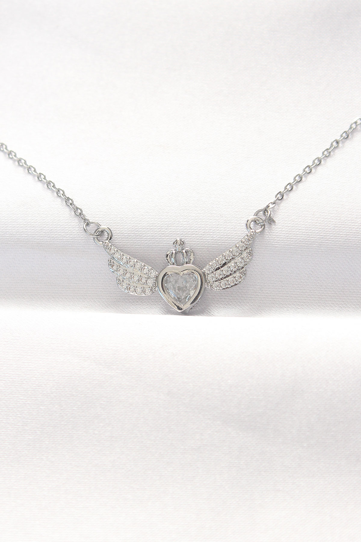 316L Çelik Silver Renk Zirkon Taşlı Kalpli Kanat Kolye 5886 1 316L Çelik Silver Renk Zirkon Taşlı Kalpli Kanat Kolye 5886