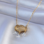 316L Çelik Gold Renk Lotus Model Zirkon Taşlı Kadın Kolye 5886