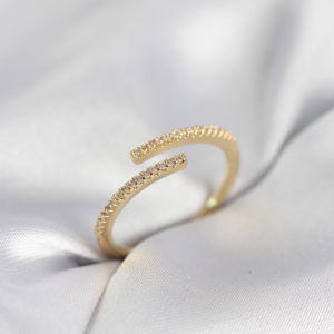 Gold Renk Zirkon Taşlı Yılan Tarz Kadın Yüzük 5886