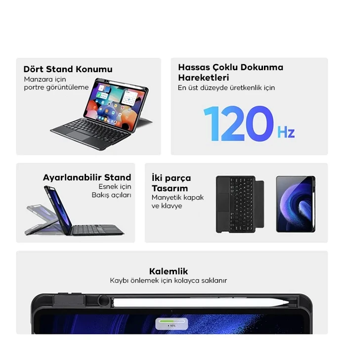 DUX DUCIS Samsung Galaxy Tab S9 + Ayrılabilir Bluetooth Klavye Touchpad PU Deri Kılıf 3 DUX DUCIS Samsung Galaxy Tab S9 + Ayrılabilir Bluetooth Klavye Touchpad PU Deri Kılıf - Görsel 3