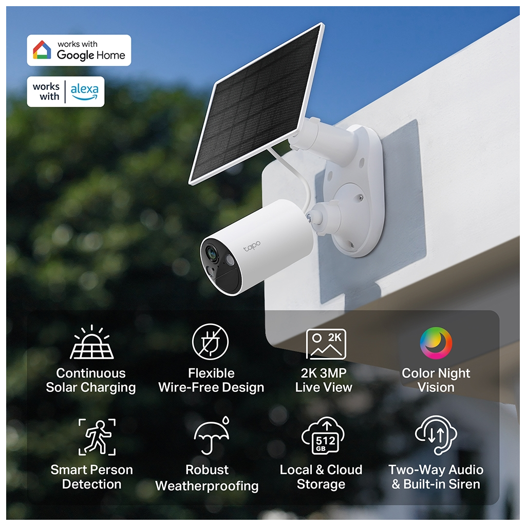 TP-LINK Tapo TC82 KIT (C410 KIT), 2K, 3,0Mpix, Dış Mekan, IP65, WiFi, 9Mt. Renkli Gece Görüşü, İki Yönlü Ses, Güneş Enerjili Güvenlik Kamerası Kiti(1923) 2 TP-LINK Tapo TC82 KIT (C410 KIT), 2K, 3,0Mpix, Dış Mekan, IP65, WiFi, 9Mt. Renkli Gece Görüşü, İki Yönlü Ses, Güneş Enerjili Güvenlik Kamerası Kiti(1923) - Görsel 2