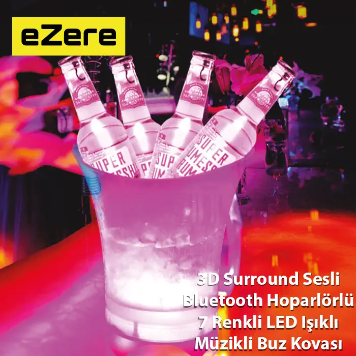 EZERE Hoparlör Buz kovası, 5l Bluetooth Hoparlör Ile Renkli Buz kovası Led-(5775) 2 EZERE Hoparlör Buz kovası, 5l Bluetooth Hoparlör Ile Renkli Buz kovası Led-(5775) - Görsel 2