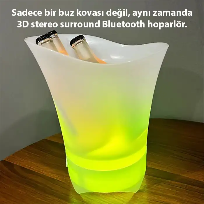 EZERE Hoparlör Buz kovası, 5l Bluetooth Hoparlör Ile Renkli Buz kovası Led-(5775) 3 EZERE Hoparlör Buz kovası, 5l Bluetooth Hoparlör Ile Renkli Buz kovası Led-(5775) - Görsel 3