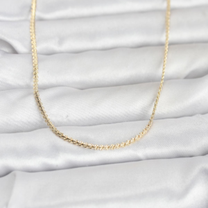 CM 14K Gold Renk Yassı Zincir Model 60 cm Kadın Kolye 5886
