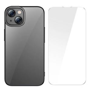 Haydiburaya 85 Baseus Glitter iPhone 14 6.1 Renkli Kenar Silikon Kılıf + Tempered Ekran Koruyucu Set