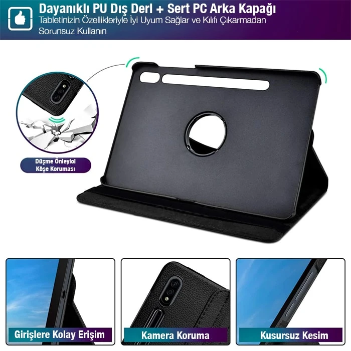 SM Galaxy Tab S8 2022 11.0 (X700-X706) 360 Derece Döner Standlı Kılıf-(5775) 3 SM Galaxy Tab S8 2022 11.0 (X700-X706) 360 Derece Döner Standlı Kılıf-(5775) - Görsel 3