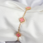 316L Çelik Gold Renk Pembe Baby Boy Yonca Kadın Bileklik 5886