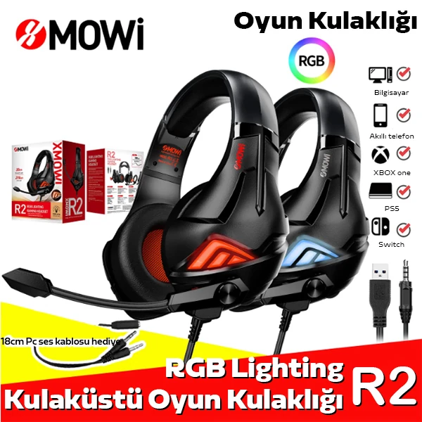 XMOWi R2 Gaming Mikrofonlu RGB Oyuncu Kulaklılığı Gurultu Engelleyici Kulaklik 4 XMOWi R2 Gaming Mikrofonlu RGB Oyuncu Kulaklılığı Gurultu Engelleyici Kulaklik - Görsel 4