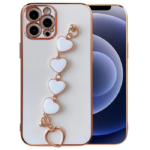 Ally iPhone 12 Pro Max 6.7inç Kılıf Kalp Bileklik Tutuculu Lüx Silikon Askılı Kılıf