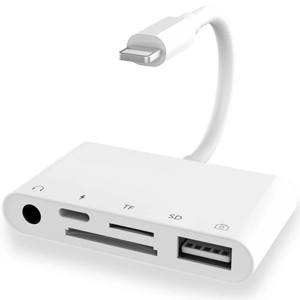 ALLY 5in1 İPhone-İPad lightning To Audio Usb Kamera Okuyucu 1 ALLY 5in1 İPhone-İPad lightning To Audio Usb Kamera Okuyucu