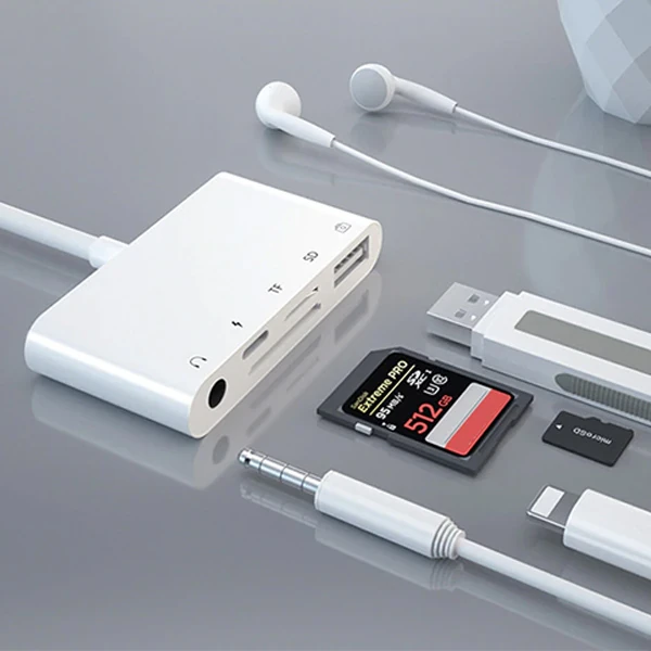ALLY 5in1 İPhone-İPad lightning To Audio Usb Kamera Okuyucu 2 ALLY 5in1 İPhone-İPad lightning To Audio Usb Kamera Okuyucu - Görsel 2