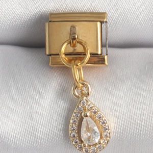 316L Çelik Gold Renk Sallantı Damla Zirkon Taşlı Nomination Charm 5886