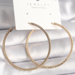 Pirinç Gold Renk Zirkon Taşlı Halka Model Kadın Küpe 5886