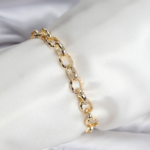 14K Gold Renk Kaplama Lazerli Zincir Model CM Kadın Bileklik 5886