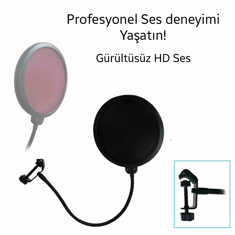 Ally Çift Katman Stüdyo İçin Mikrofon Pop Filtre Youtuber-(5775) 3 Ally Çift Katman Stüdyo İçin Mikrofon Pop Filtre Youtuber-(5775) - Görsel 3