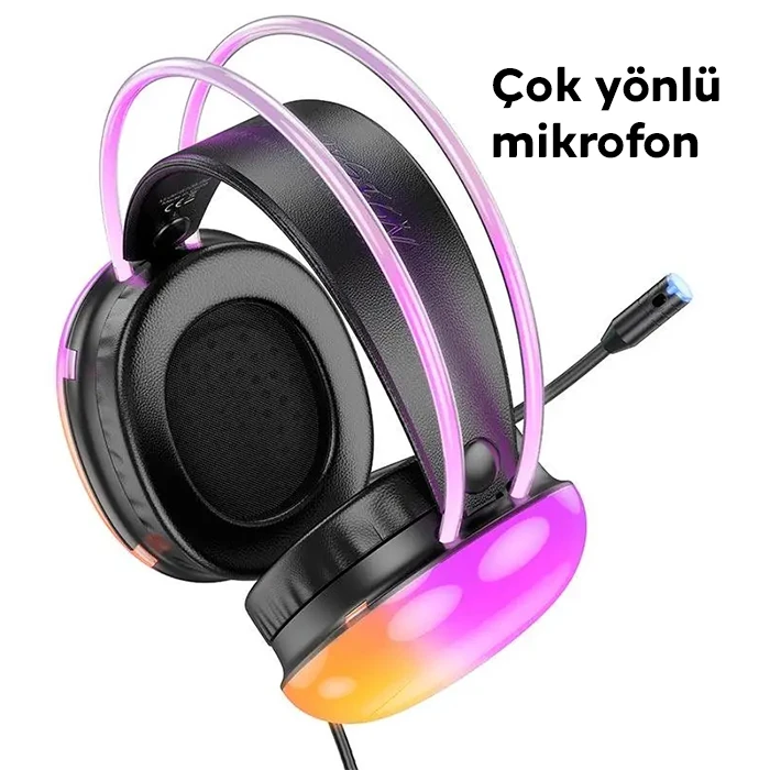 HOCO W109 Plus Rich USB7.1 Gaming Kulaküstü Kulaklık 2 HOCO W109 Plus Rich USB7.1 Gaming Kulaküstü Kulaklık - Görsel 2