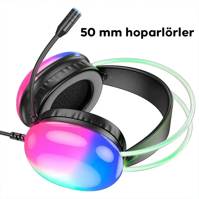HOCO W109 Plus Rich USB7.1 Gaming Kulaküstü Kulaklık 3 HOCO W109 Plus Rich USB7.1 Gaming Kulaküstü Kulaklık - Görsel 3