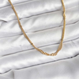14K Gold Renk Kaplama Topçuk Zincirli Model CM Kadın Kolye 5886