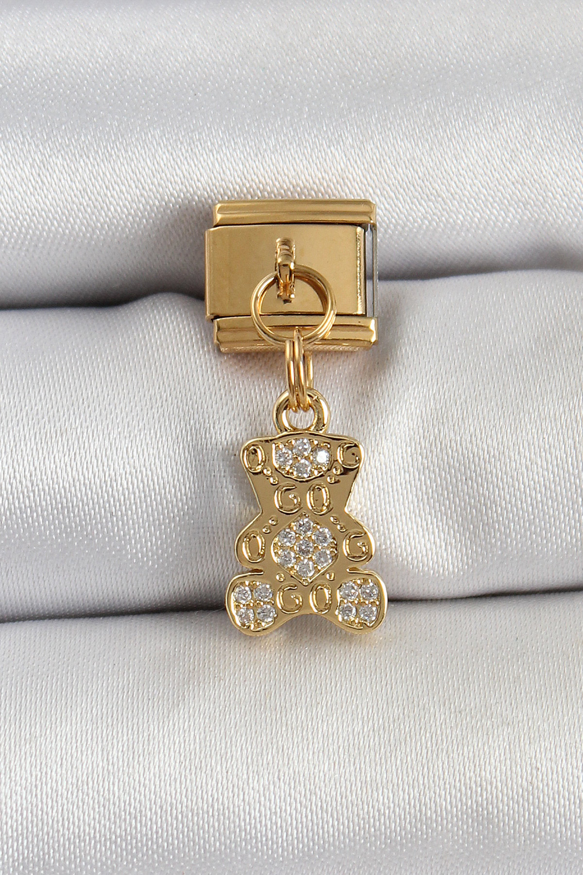 316L Çelik Sallantılı Zirkon Taşlı Ayıcık Model Gold Renk Nomination Charm 5886 1 316L Çelik Sallantılı Zirkon Taşlı Ayıcık Model Gold Renk Nomination Charm 5886