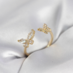 Kelebek Model Zirkon Taşlı Gold Renk Kadın Yüzük 5886