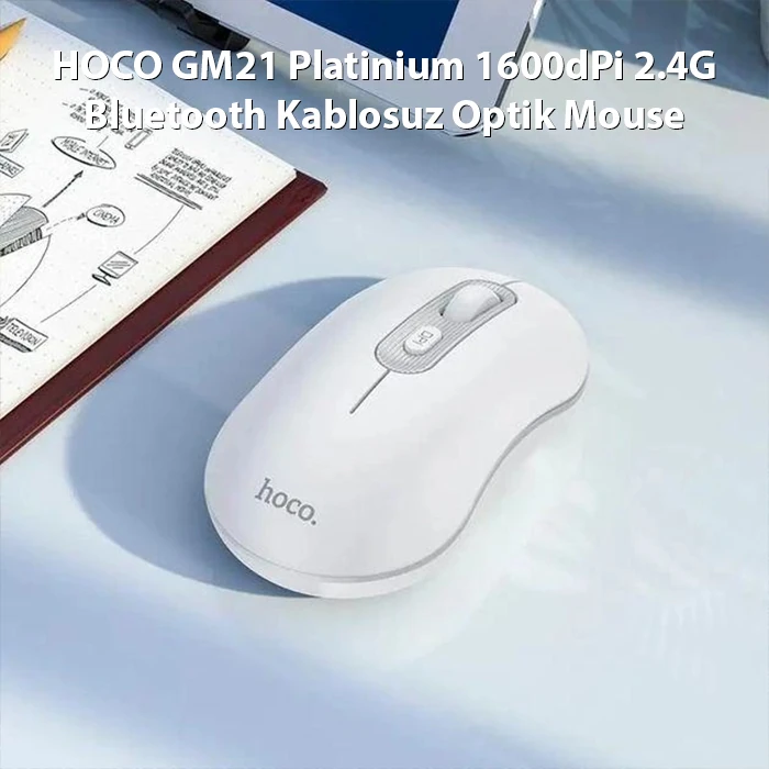 HOCO GM21 Platinium 1600dPi 2.4G Bluetooth Kablosuz Optik Mouse-(5775) 3 HOCO GM21 Platinium 1600dPi 2.4G Bluetooth Kablosuz Optik Mouse-(5775) - Görsel 3
