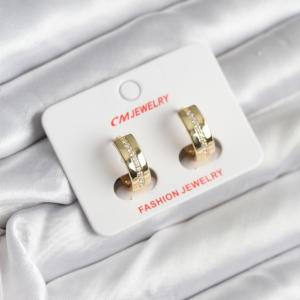 14K Gold Renk Kaplama Zirkon Taşlı Halka Model CM Kadın Küpe 5886