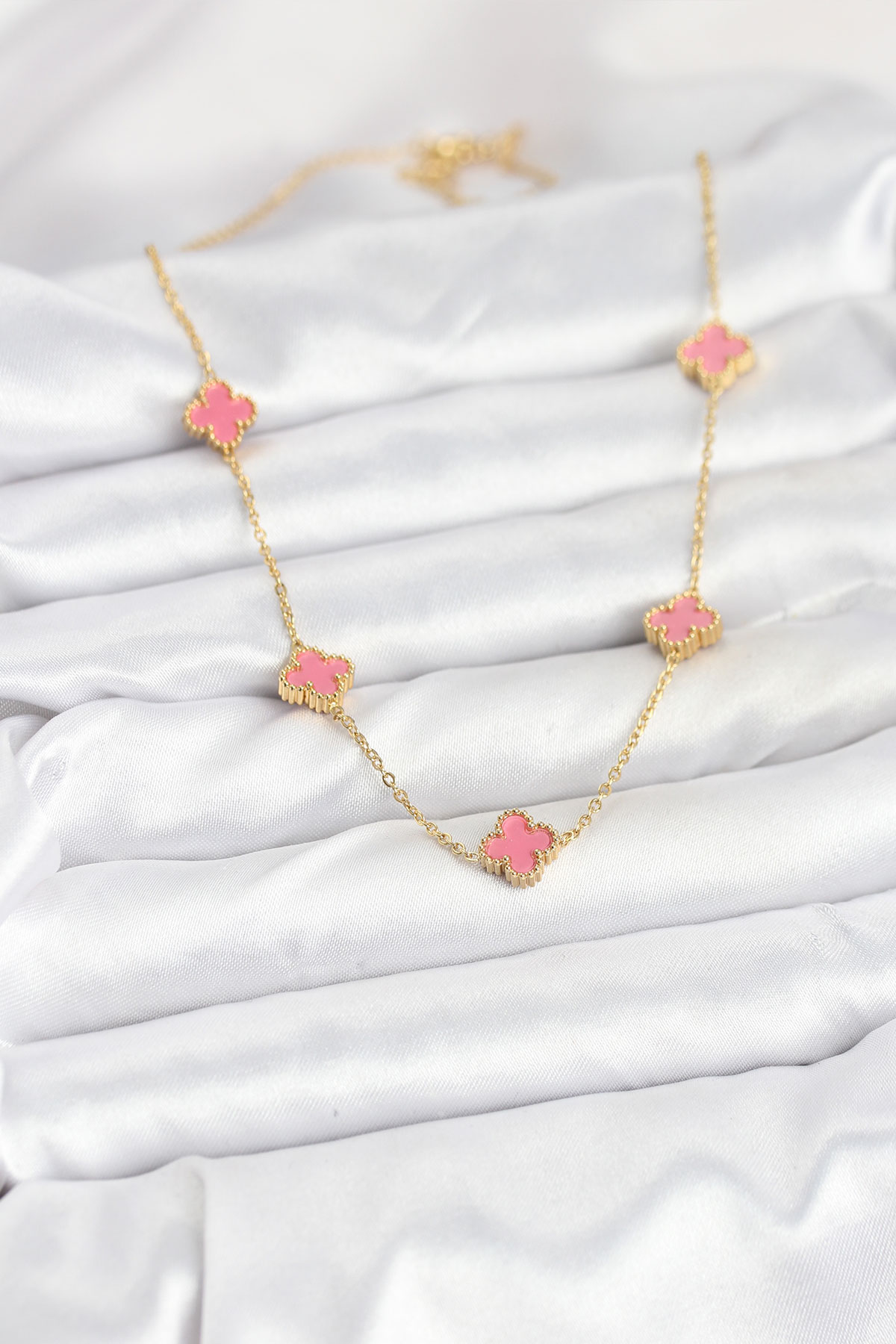316L Çelik Zincir Gold Renk Pembe Baby Boy Yonca Kadın Kolye 5886 2 316L Çelik Zincir Gold Renk Pembe Baby Boy Yonca Kadın Kolye 5886 - Görsel 2