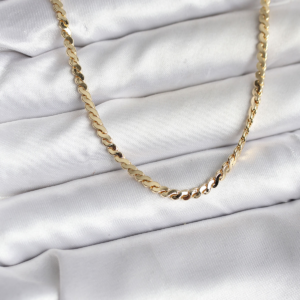 14K Gold Renk Kaplama Ezme Yılan Zincir Model CM Kadın Kolye 5886