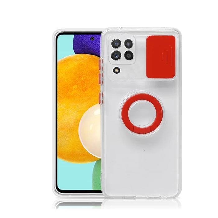 SM Galaxy A12 - M12 - F12 Kılıf Sürgülü Kamera Lens Korumalı Yüzük Standlı Silikon Kılıf 4 SM Galaxy A12 - M12 - F12 Kılıf Sürgülü Kamera Lens Korumalı Yüzük Standlı Silikon Kılıf - Görsel 4
