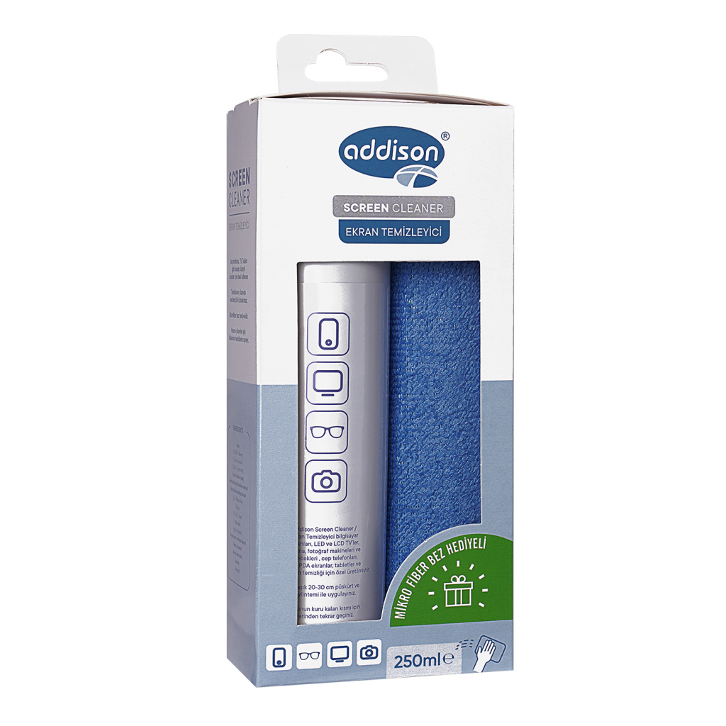 ADDISON 300871, Ekran Temizleyici Sprey 250ml. Microfiber Bez ile Birlikte(1923) 1 ADDISON 300871, Ekran Temizleyici Sprey 250ml. Microfiber Bez ile Birlikte(1923)