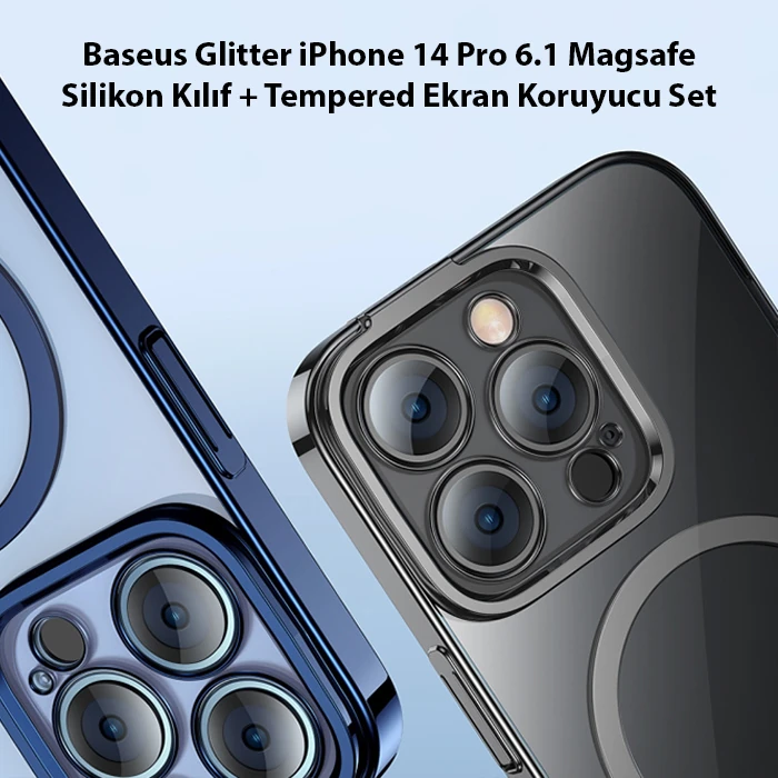Baseus Glitter iPhone 14 Pro 6.1 Magsafe Silikon Kılıf + Tempered Ekran Koruyucu Set-(5775) 3 Baseus Glitter iPhone 14 Pro 6.1 Magsafe Silikon Kılıf + Tempered Ekran Koruyucu Set-(5775) - Görsel 3