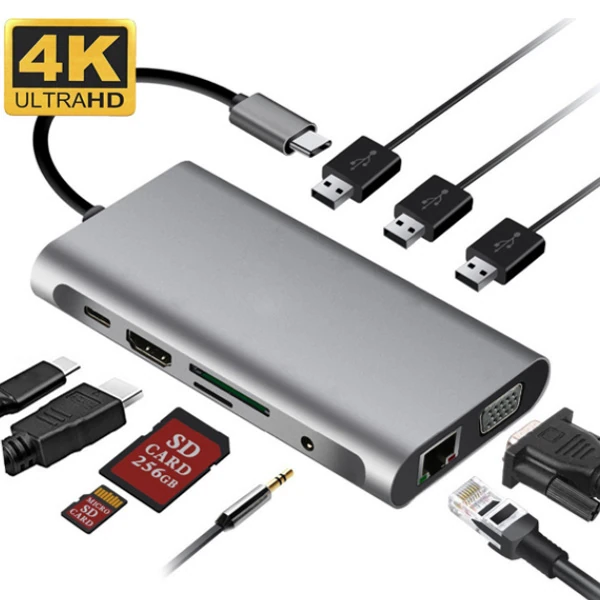 ALLY 10 İN 1 HDMI VGA RJ45 PD USB 3.0 HUB Adaptör Çoklayıcı-(5775) 1 ALLY 10 İN 1 HDMI VGA RJ45 PD USB 3.0 HUB Adaptör Çoklayıcı-(5775)