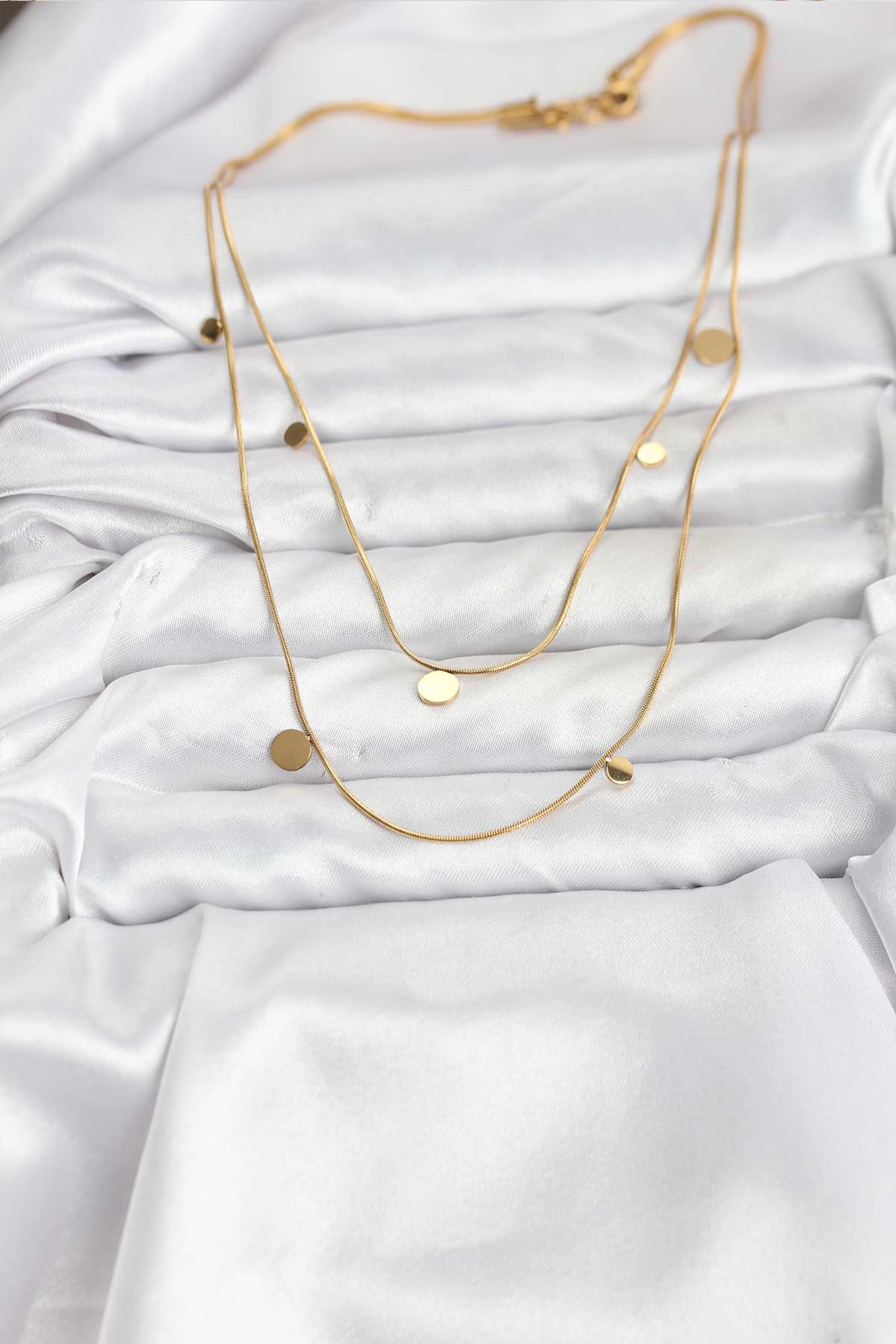 316L Çelik Zincir Gold Renk Pullu Kadın Kolye 5886 2 316L Çelik Zincir Gold Renk Pullu Kadın Kolye 5886 - Görsel 2