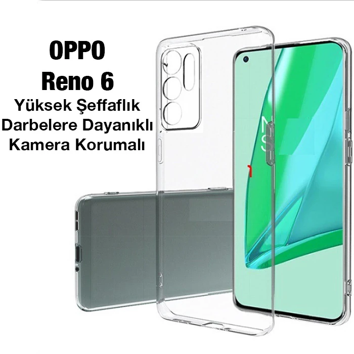 OPPO Reno 6 Kılıf Kamera Korumalı Ultra İnce Şeffaf Silikon Kılıf 2 OPPO Reno 6 Kılıf Kamera Korumalı Ultra İnce Şeffaf Silikon Kılıf - Görsel 2