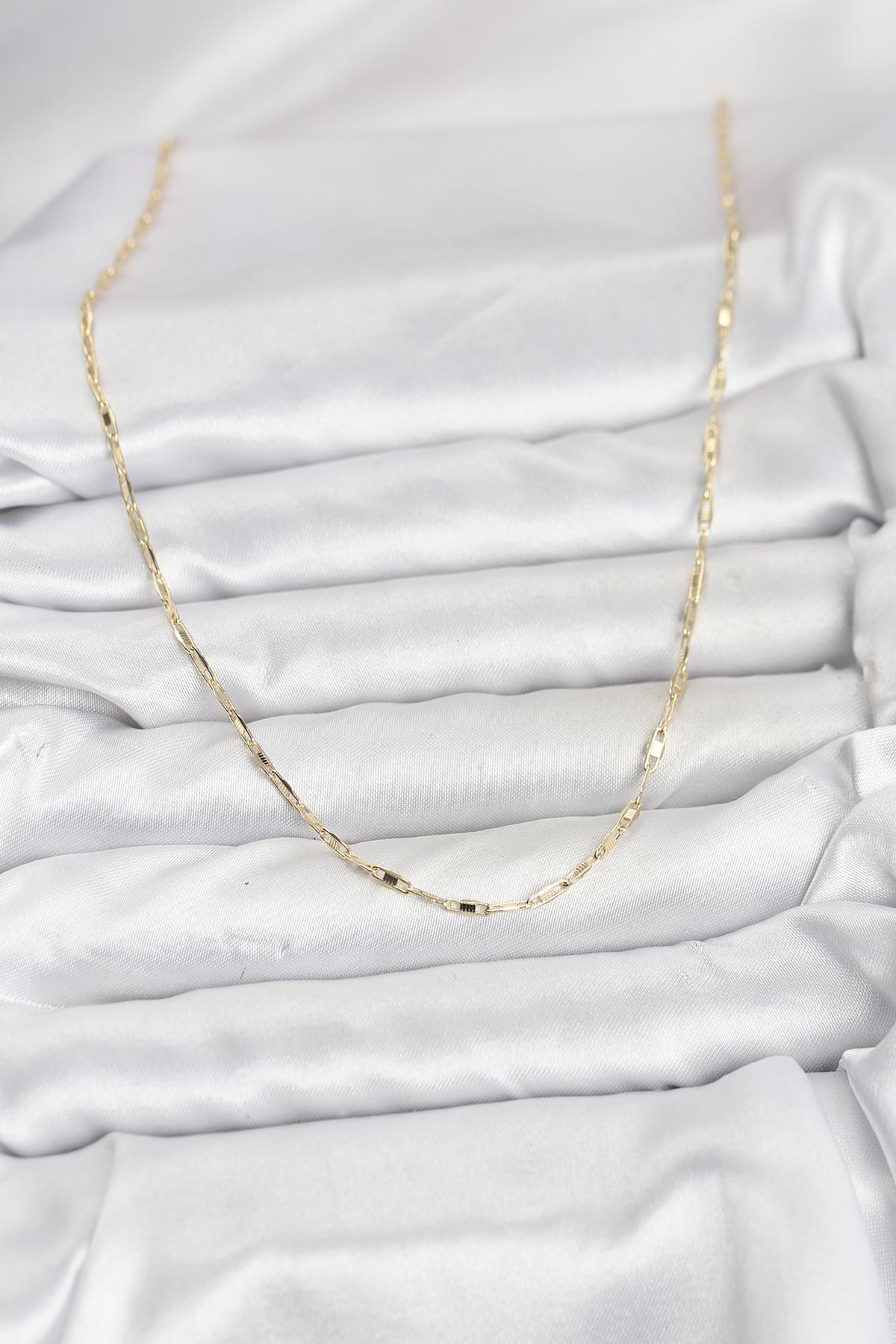 CM 14K Gold Renk Pirinç Ataç Zincir 60 cm Kadın Kolye 5886 2 CM 14K Gold Renk Pirinç Ataç Zincir 60 cm Kadın Kolye 5886 - Görsel 2